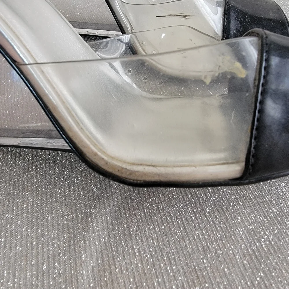 Yellow Box Bermuda Black and Clear Wedge Sandals